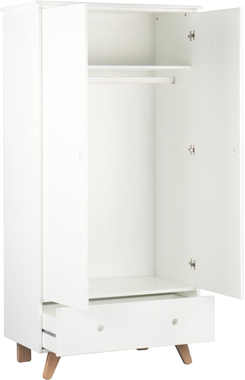 Schrank Kleiderschrank in Weiß mit Türe und Schublade