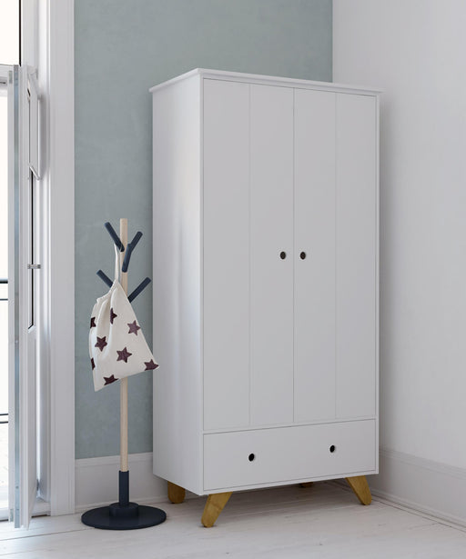 Schrank Kleiderschrank in Weiß mit Türe und Schublade