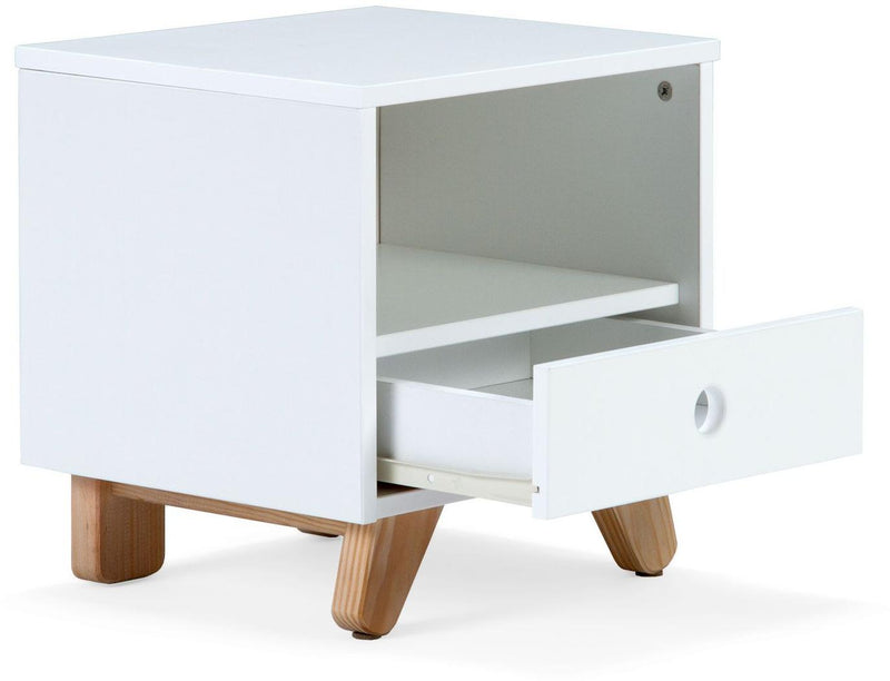 Nachtkästchen Nachttisch Nachtkommode Weiß im skandinavischen Design