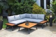 Moderne Garten Garnitur Lounge Set THERESA dunkelgrau