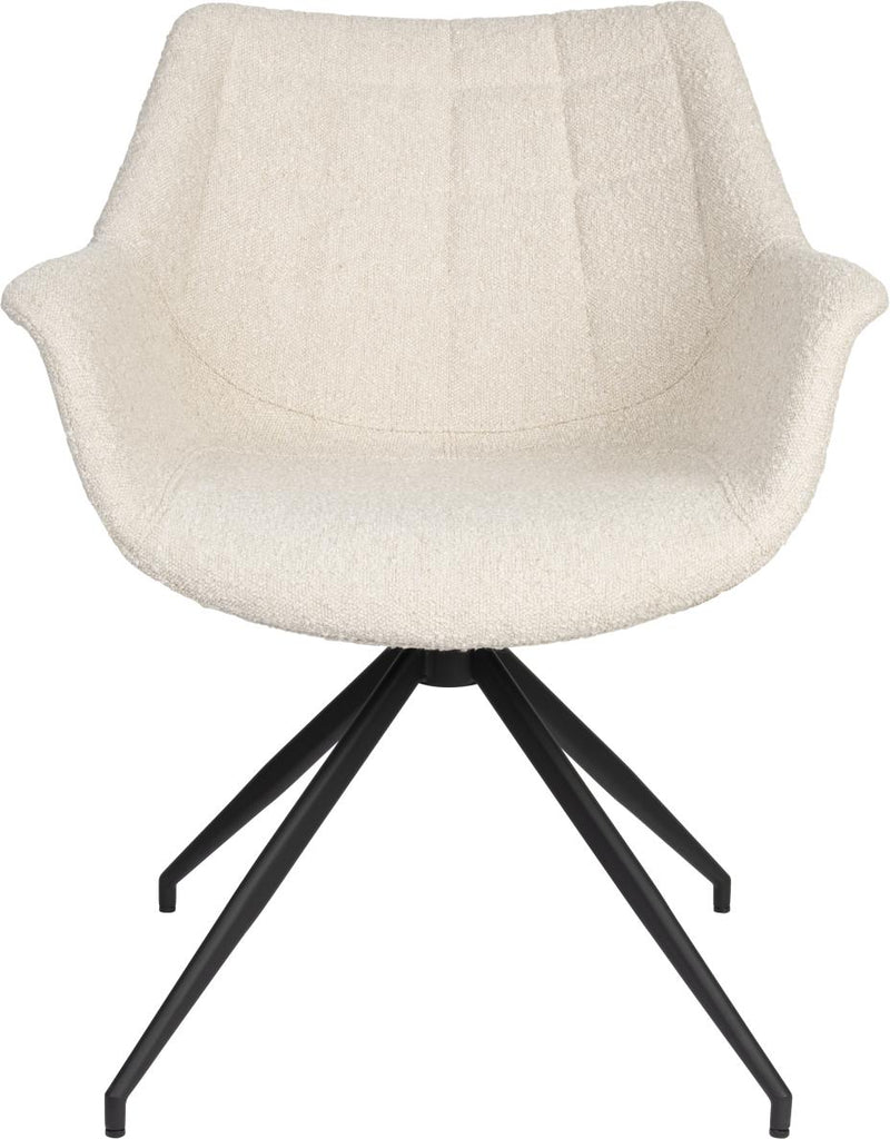 Esszimmerstuhl DOULTON drehbar von ZUIVER mit Bouclé Stoff Beige