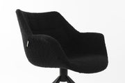 Esszimmerstuhl DOULTON drehbar von ZUIVER mit Bouclé Stoff schwarz