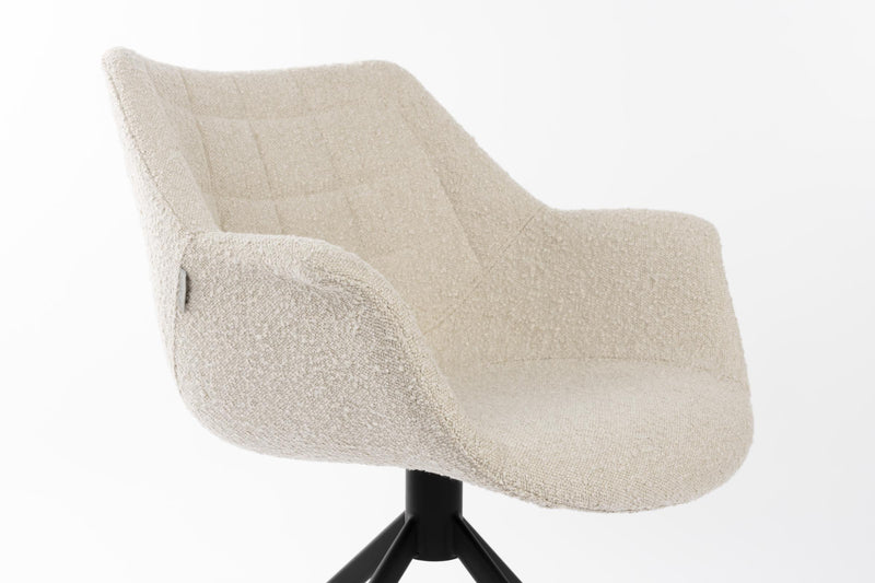 Esszimmerstuhl DOULTON drehbar von ZUIVER mit Bouclé Stoff Beige