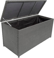 Gartentruhe Auflagenbox PATRAS aus Stahl und Polygeflecht hellgrau
