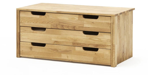 Schubladenblock 97 cm passend zum 2-trg. Schrank ILVA, HALVAR und FRIA, Holz Natur, Gesamtansicht.