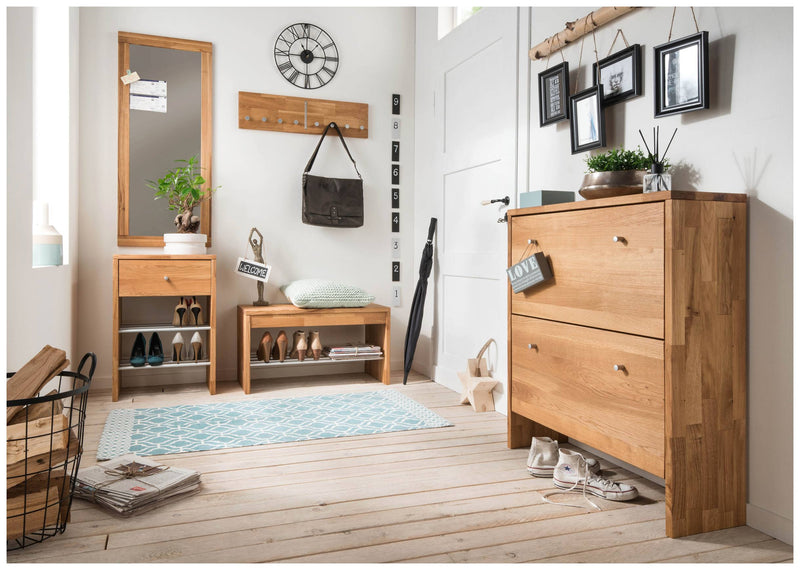 Hakenleiste Wandgarderobe KIRSA 80 cm Wildeiche massiv geölt