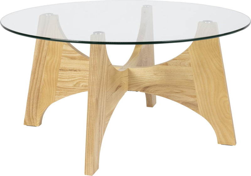 Couchtisch Glastisch KOBE Rund Ø 80 cm mit Glasplatte von Zuiver