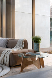 Couchtisch Glastisch KOBE Rund Ø 80 cm mit Glasplatte von Zuiver