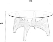 Couchtisch Glastisch KOBE Rund Ø 80 cm mit Glasplatte von Zuiver