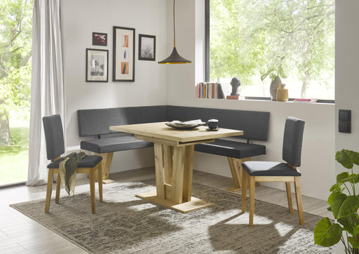Eckbank Eckbankgruppe VERONA II 150x190 cm Eiche mit Tisch Varese, Gesamtansicht im Esszimmer.