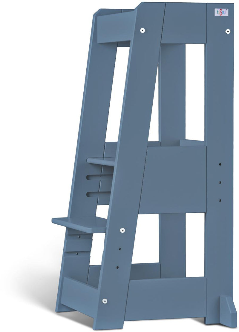 tiSsi® Entdeckerturm / Lernturm FELIX mitwachsend Buche massiv Taubenblau