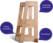 tiSsi® Entdeckerturm / Lernturm FELIX mitwachsend Buche massiv NATUR