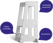 tiSsi® Entdeckerturm / Lernturm FELIX mitwachsend Buche massiv Weiß