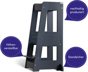 tiSsi® Entdeckerturm / Lernturm FELIX mitwachsend Buche massiv Grau