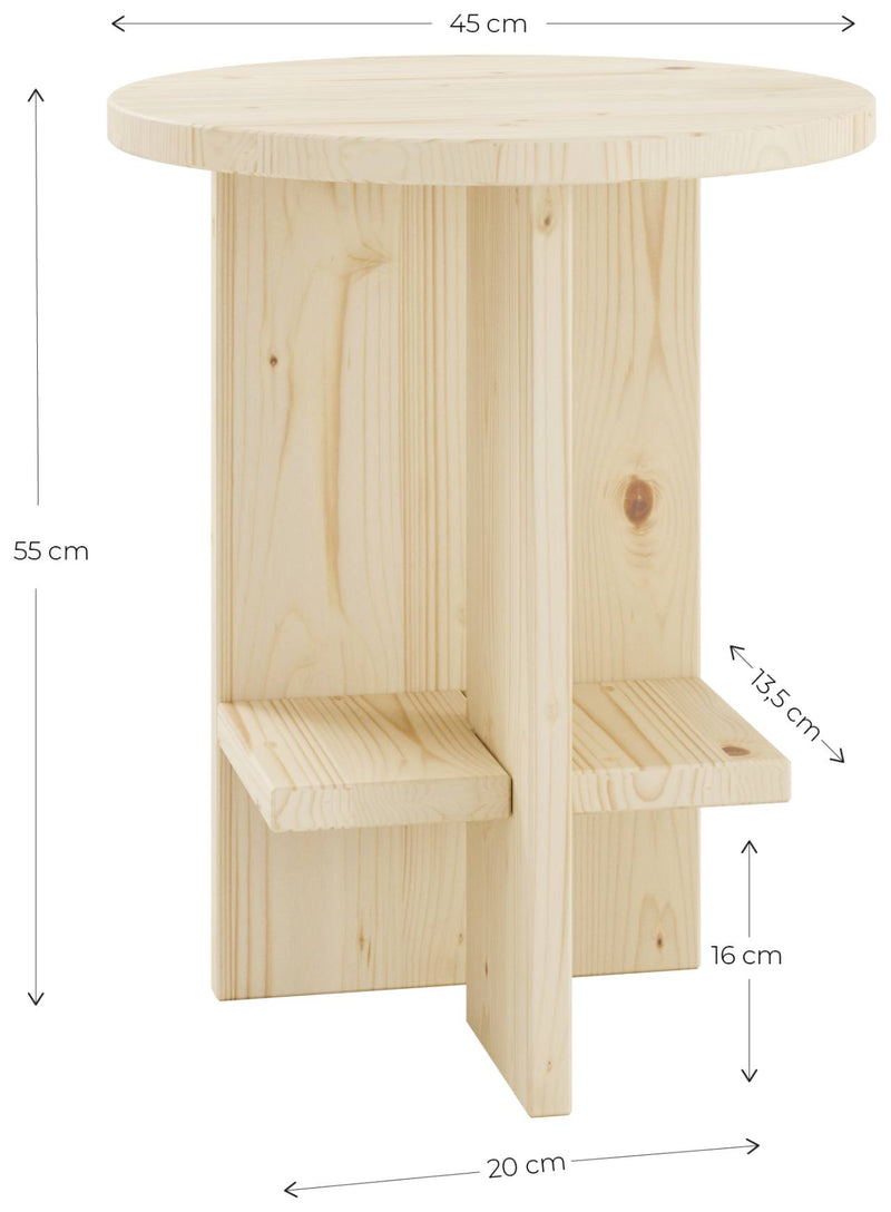 Hocker Beistelltisch RONDURE 45 Kiefer massiv Natur lackiert von Karup