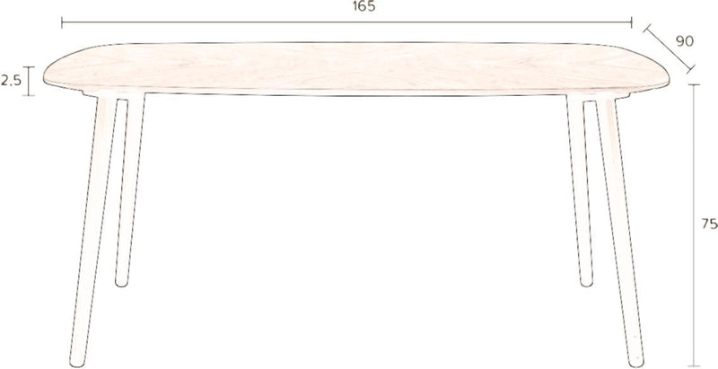 Esstisch Clover 165 x 90 cm mit Walnussfurnierplatte von DutchBone