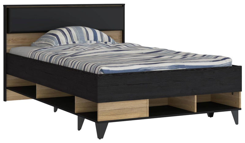 Jugendbett LYA 120 x 200 cm Bett in Mauvella / Cabezone Eiche Forte