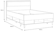 Jugendbett LYA 120 x 200 cm Bett in Mauvella / Cabezone Eiche Forte