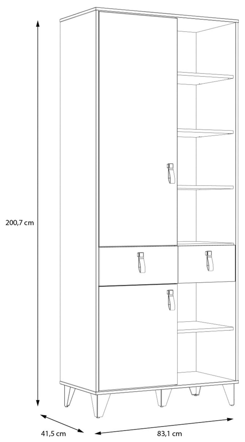Regal LYA 2-trg. 2 Schubladen Optik Mauvella / Cabezone Eiche Forte