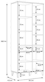 Regal LYA 2-trg. 2 Schubladen Optik Mauvella / Cabezone Eiche Forte