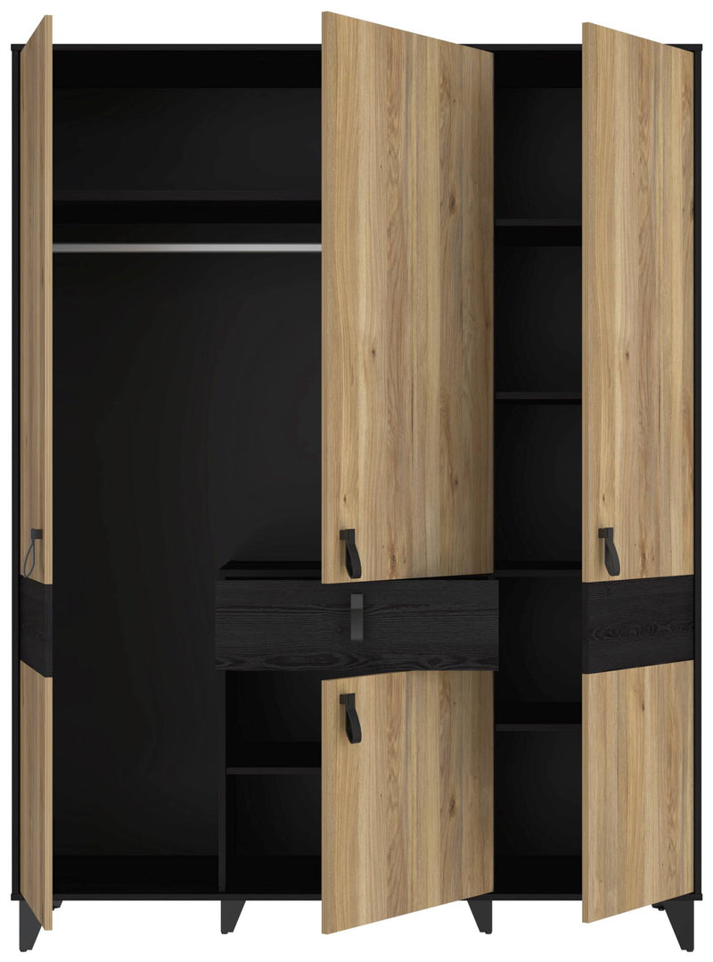 Kleiderschrank LYA 4-trg. 1 Schublade Optik Mauvella / Cabezone Eiche