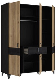 Kleiderschrank LYA 4-trg. 1 Schublade Optik Mauvella / Cabezone Eiche