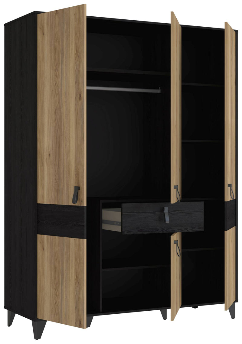 Kleiderschrank LYA 4-trg. 1 Schublade Optik Mauvella / Cabezone Eiche