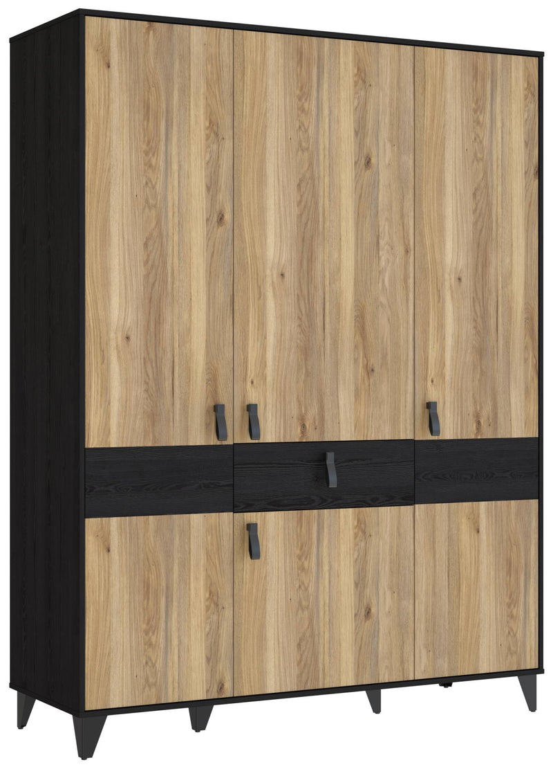Kleiderschrank LYA 4-trg. 1 Schublade Optik Mauvella / Cabezone Eiche
