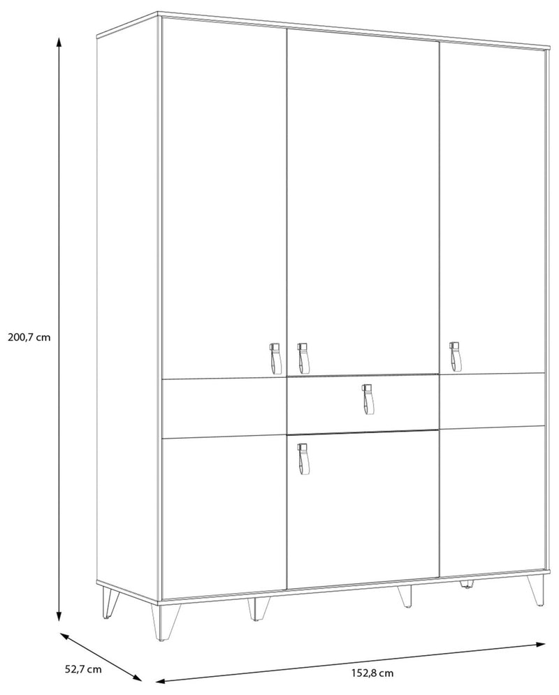 Kleiderschrank LYA 4-trg. 1 Schublade Optik Mauvella / Cabezone Eiche