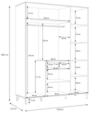 Kleiderschrank LYA 4-trg. 1 Schublade Optik Mauvella / Cabezone Eiche