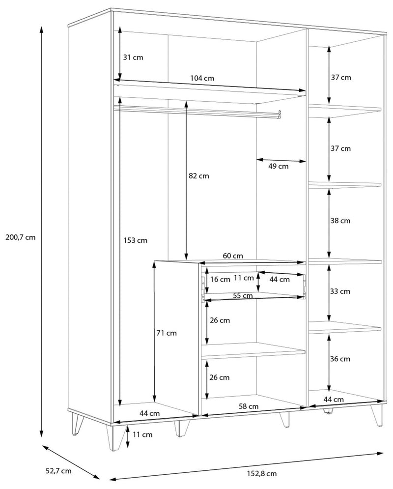 Jugendzimmer LYA mit 4-trg. Schrank Optik Mauvella / Cabezone Eiche