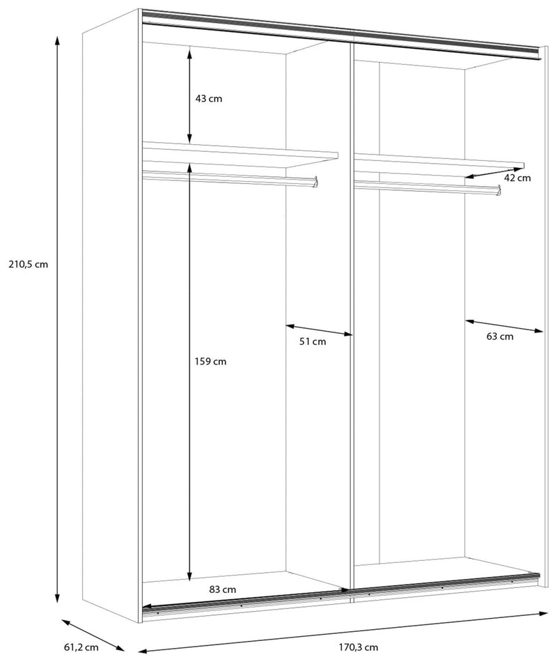 Jugendzimmer LYA mit Schwebetürenschrank in Eicheoptik mit Kontrast