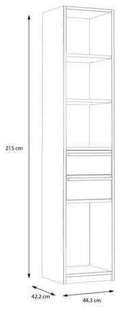 Regal Bücherregal S-ROOM 44 mit 2 Schubladen in Weiß und Catania Eiche