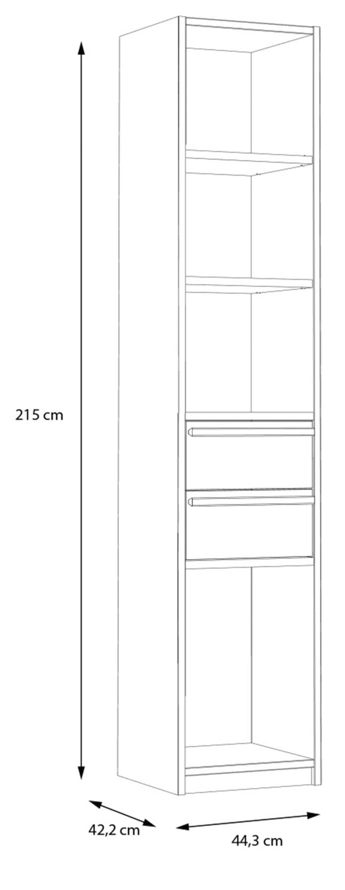 Regal Bücherregal S-ROOM 44 mit 2 Schubladen in Weiß und Catania Eiche