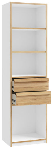 Bücherregal Regal S-ROOM 59 mit 2 Schubladen in Weiß und Catania Eiche