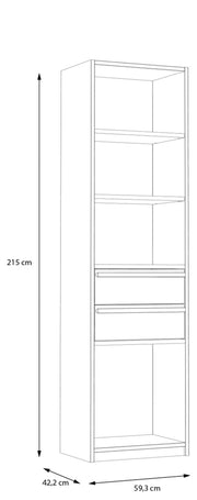 Bücherregal Regal S-ROOM 59 mit 2 Schubladen in Weiß und Catania Eiche