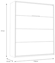 Schrankbett S-ROOM 160 x 200 Klappbett Weiß und Catania Eiche Forte