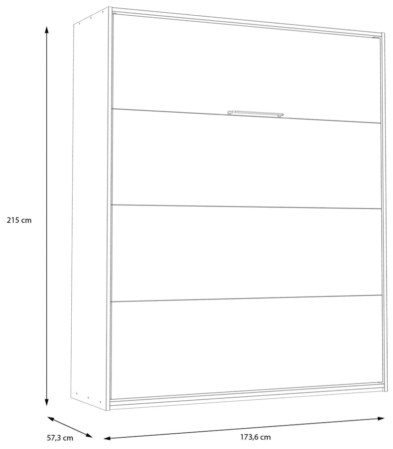 Schrankbett S-ROOM 160 x 200 Klappbett Weiß und Catania Eiche Forte