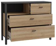 Schubladenkommode HIGH ROCK K211 Riviera Eiche Optik / Schwarz Forte