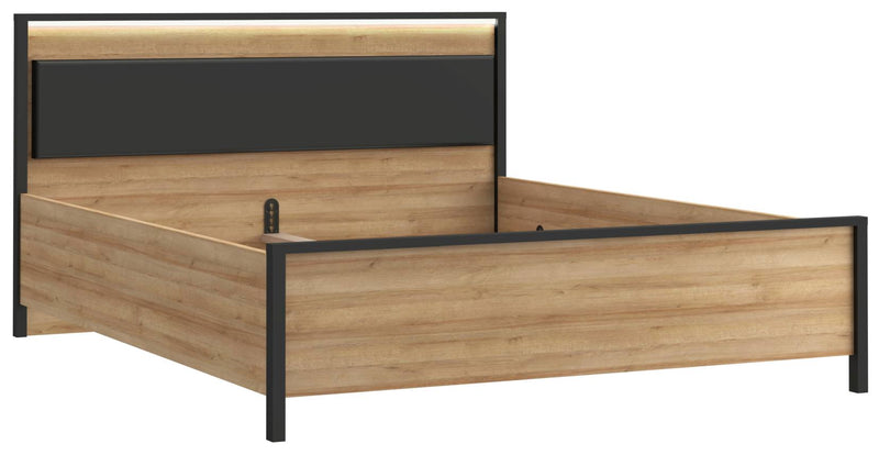 Doppelbett HIGH ROCK 160 x 200 Riviera Eiche Optik / Schwarz Forte