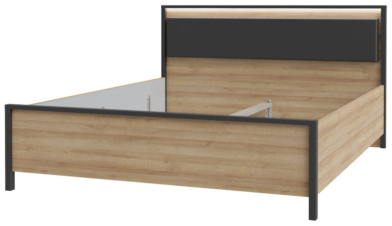 Doppelbett HIGH ROCK 160 x 200 Riviera Eiche Optik / Schwarz Forte