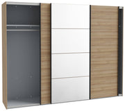 Kleiderschrank HIGH ROCK 3 Schwebetüren Riviera Eiche Optik / Schwarz