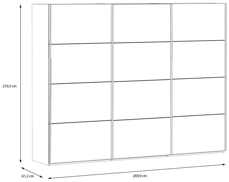 Kleiderschrank HIGH ROCK 3 Schwebetüren Riviera Eiche Optik / Schwarz