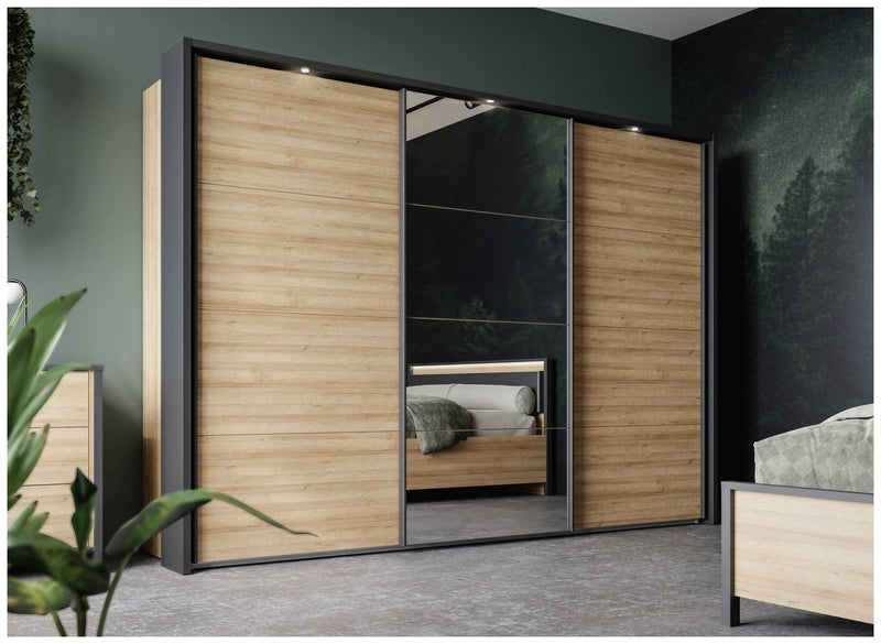 Schlafzimmer HIGH ROCK 6-tlg Komplettset Riviera Eiche Optik / Schwarz