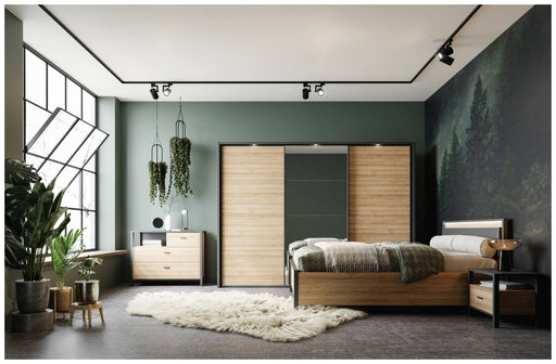 Schlafzimmer HIGH ROCK 6-tlg Komplettset Riviera Eiche Optik / Schwarz