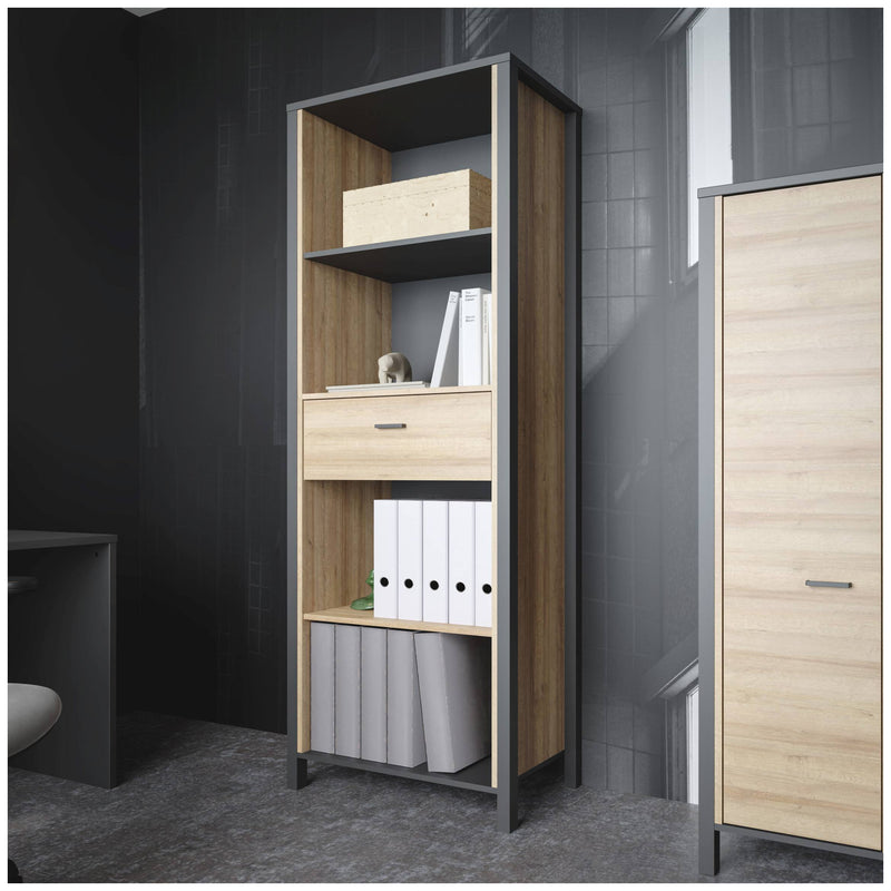 Regal Bücherregal HIGH ROCK Riviera Eiche Optik / Schwarz von Forte