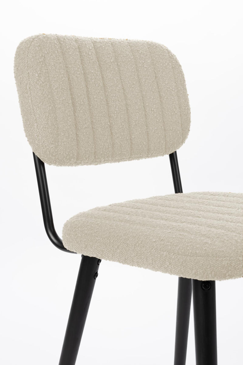 Stuhl Esszimmerstuhl JAKE WORN OFF WHITE Bouclé