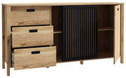 Sideboard JYTANA 3 Schubladen 2 Türen in Mauvella Eiche Optik /Schwarz
