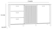 Sideboard JYTANA 3 Schubladen 2 Türen in Mauvella Eiche Optik /Schwarz