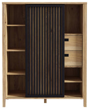 Highboard JYTANA 2 Schubladen 1 Tür in Mauvella Eiche Optik /Schwarz